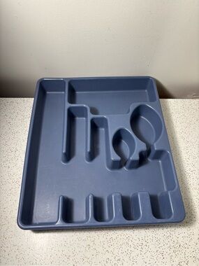Vintage Rubbermaid large cutlery tray - country blue